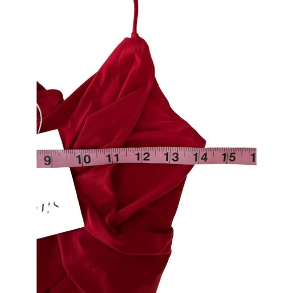 NWT Misa Los Angeles Domino Bodycon Mini Dress Red V-Neck Racerback Draping Sz M - Picture 8 of 10
